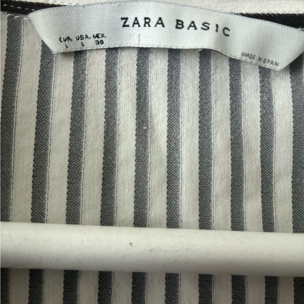 Zara Black and White Striped Button Down Shirt